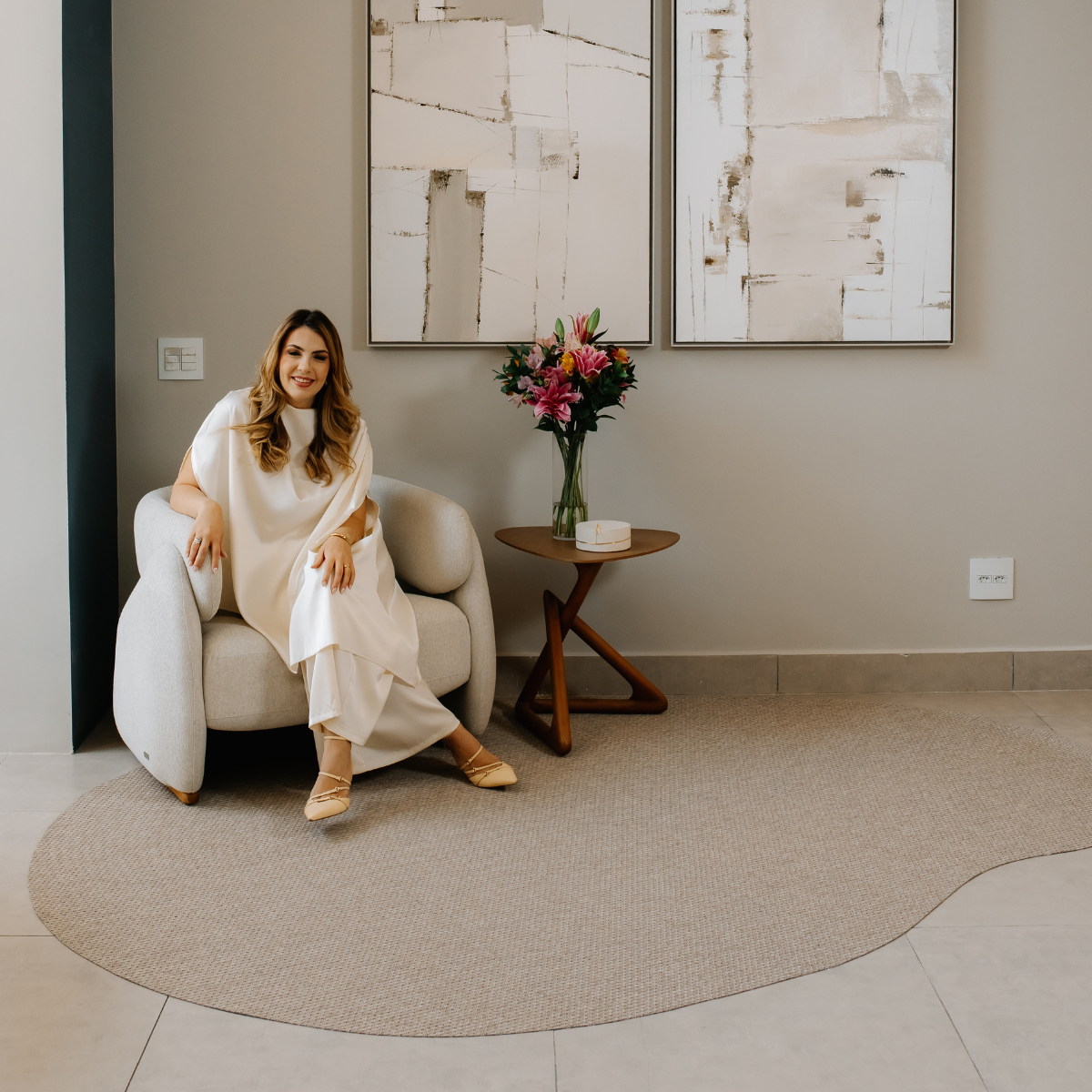 TAPETE ORGÂNICO BLINDADO TRAMA CINZA - CALEO HOME